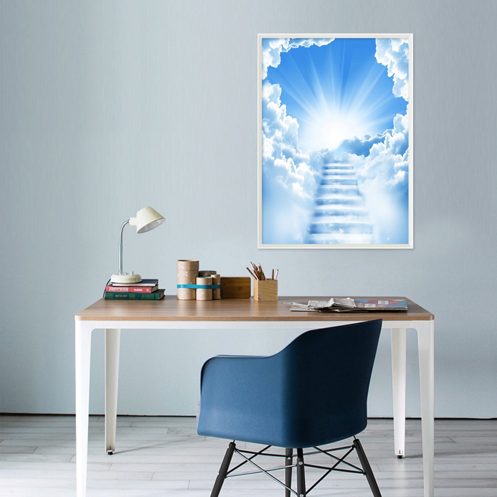 3D Cloud Stairs 013 Fake Framed Print Painting Wallpaper AJ Creativity Home 