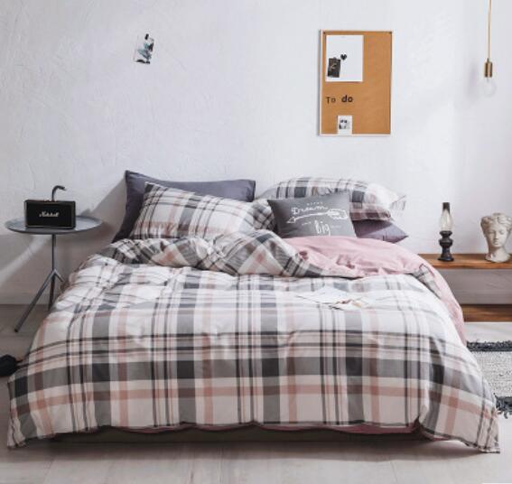 3D Gray Pink Plaid 30224 Bed Pillowcases Quilt