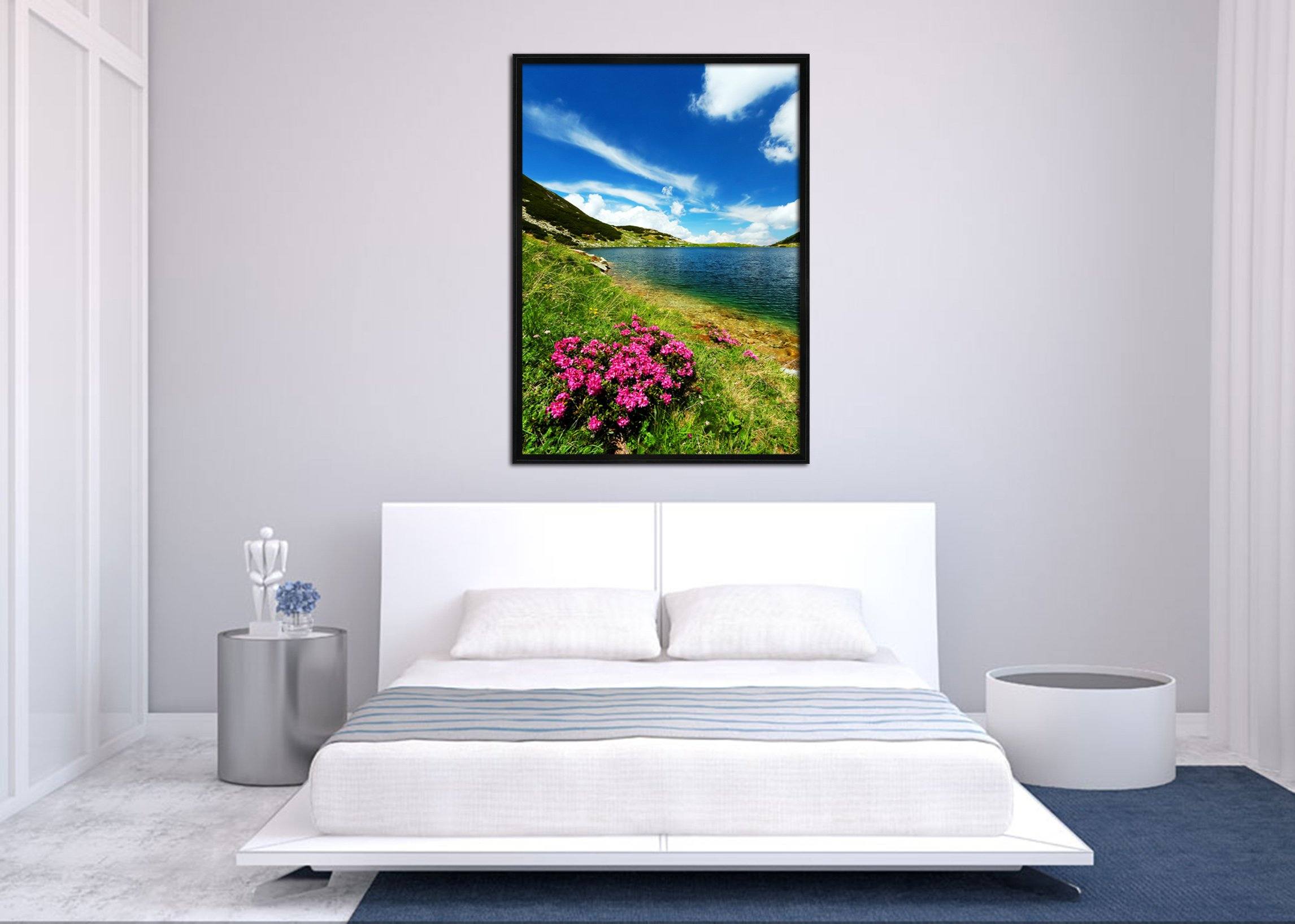 3D Lakeside Flowers 130 Fake Framed Print Painting Wallpaper AJ Creativity Home 