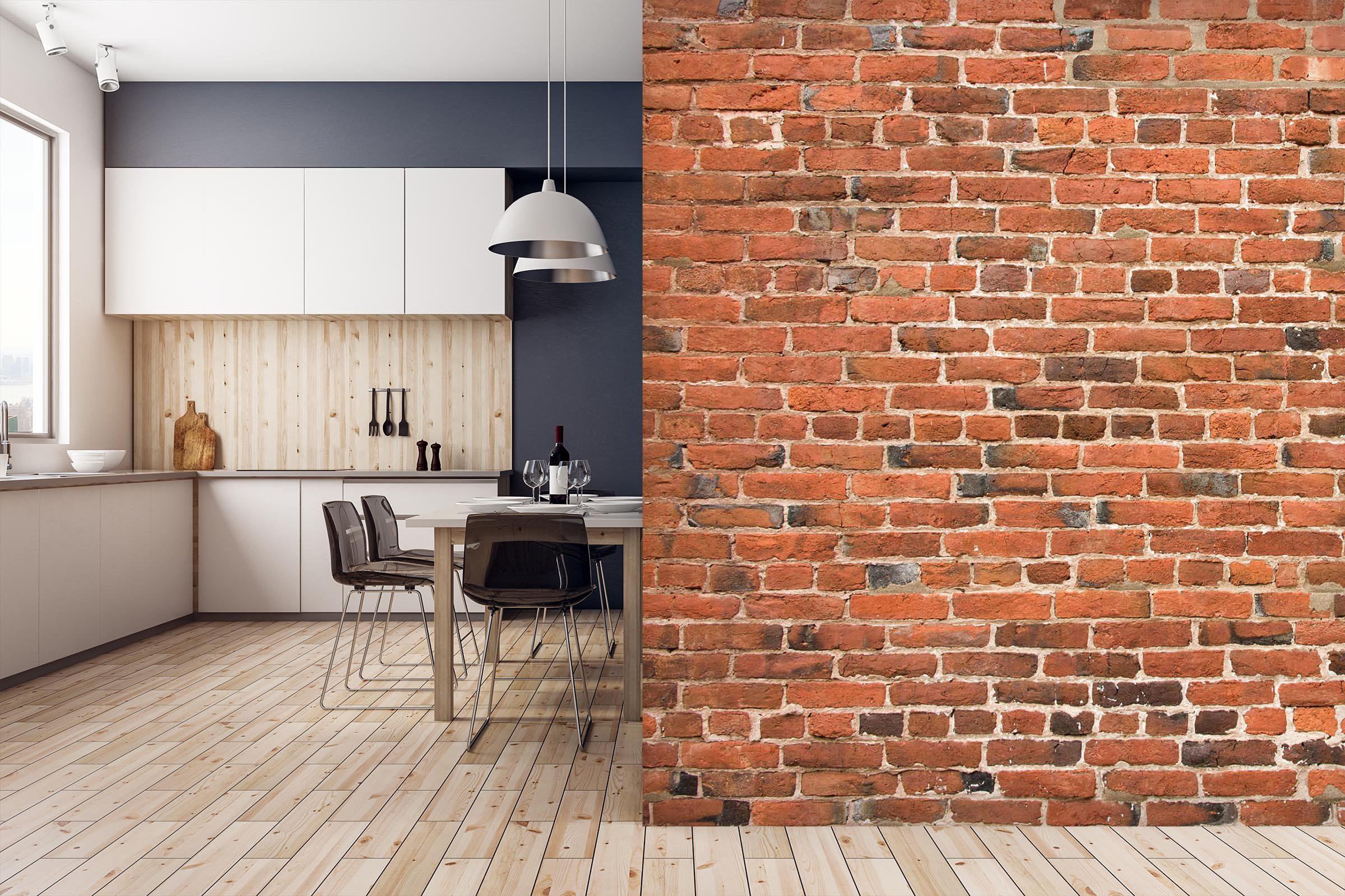 3D Brick Wall Red 019 Wall Murals Wallpaper AJ Wallpaper 2 