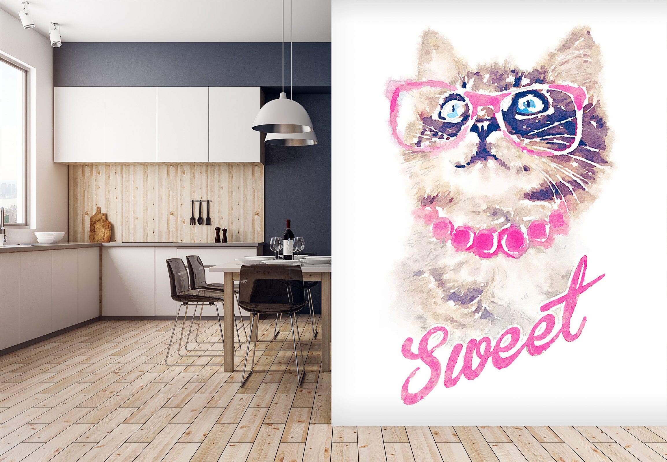 3D Glasses Kitten 111 Wall Murals Wallpaper AJ Wallpaper 2 