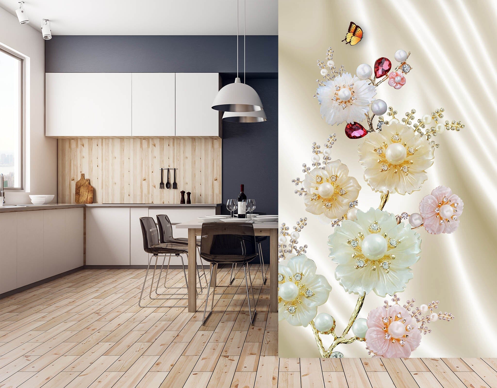 3D Pearl Chrysanthemum 1848 Wall Murals Wallpaper AJ Wallpaper 2 