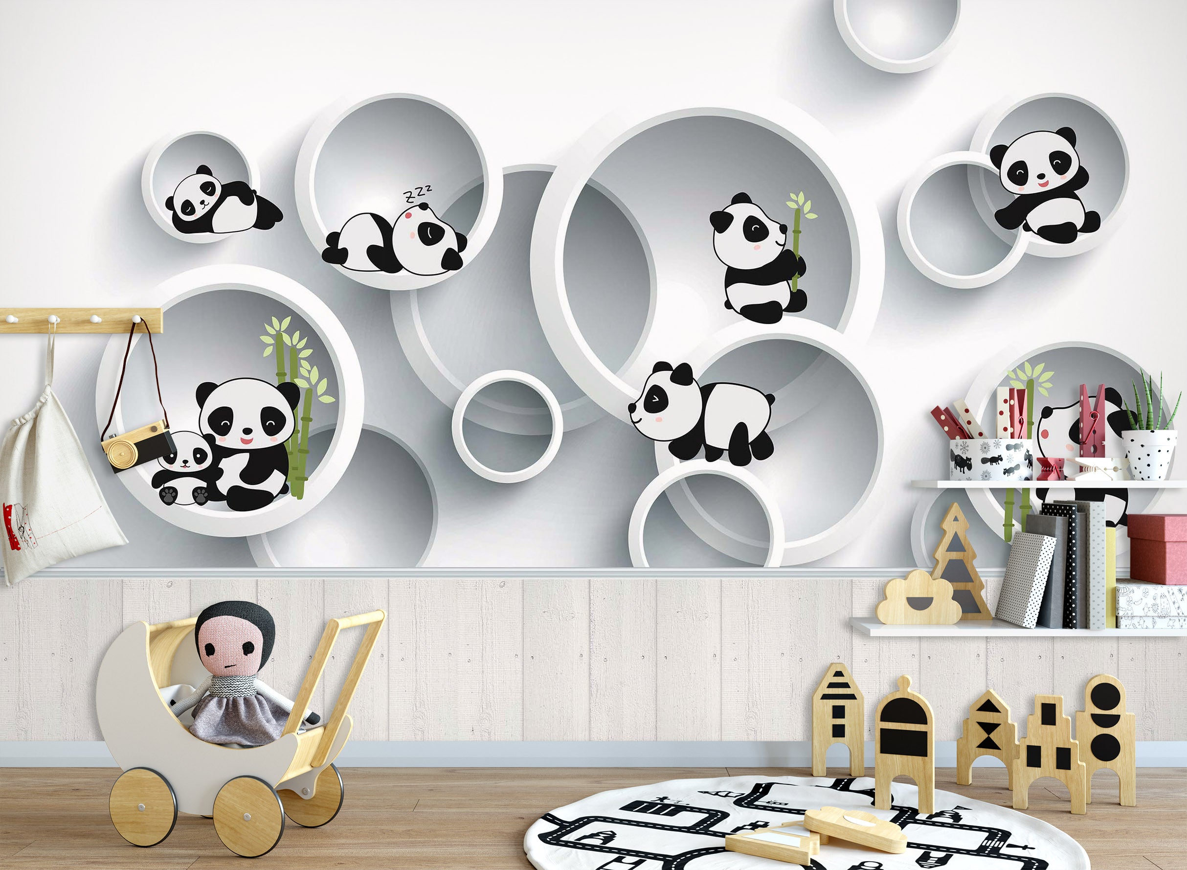 3D Cute Panda 1689 Wall Murals