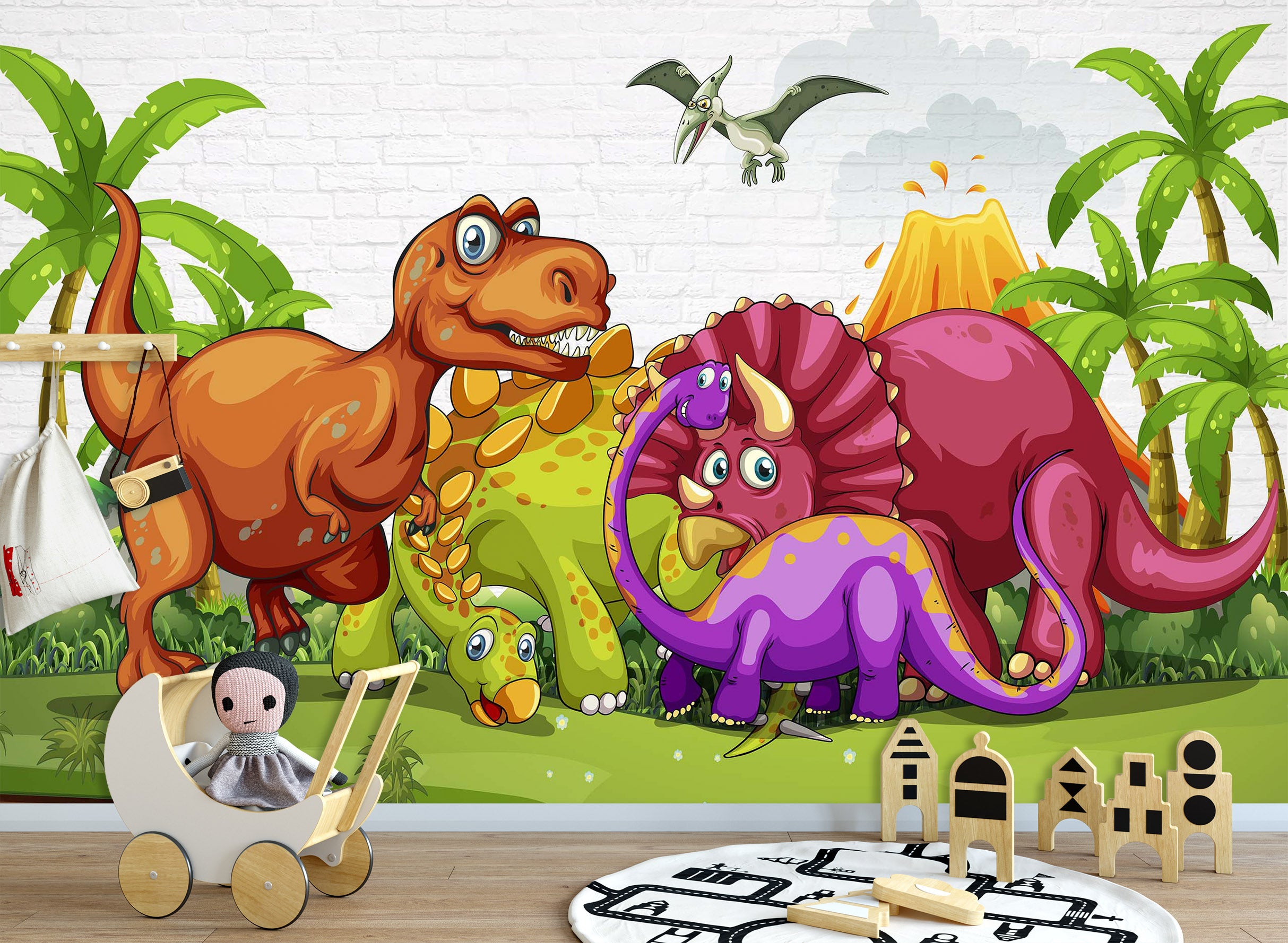 3D Dinosaur Forest 1438 Wall Murals