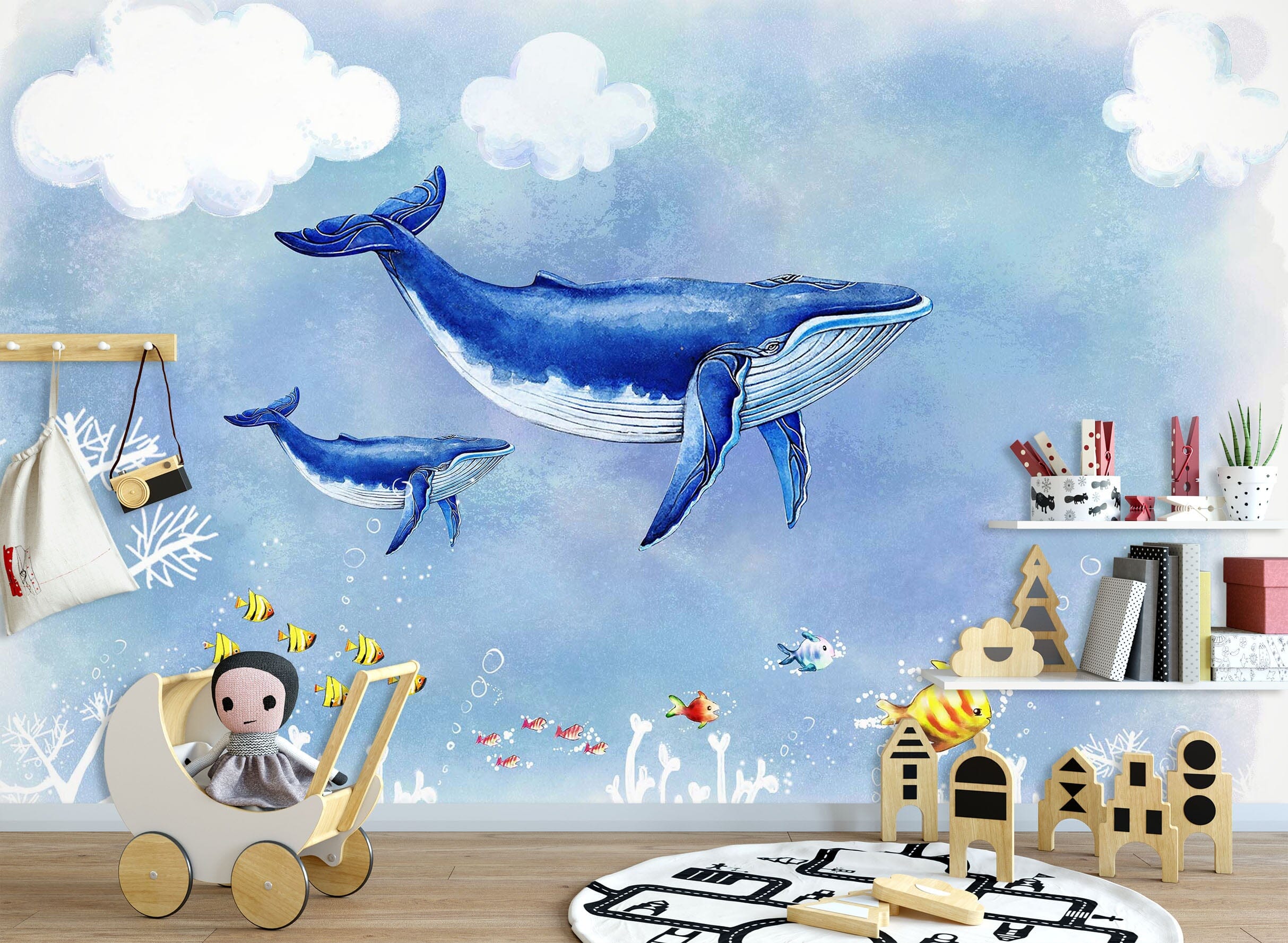 3D Blue Whale 1430 Wall Murals Wallpaper AJ Wallpaper 2 
