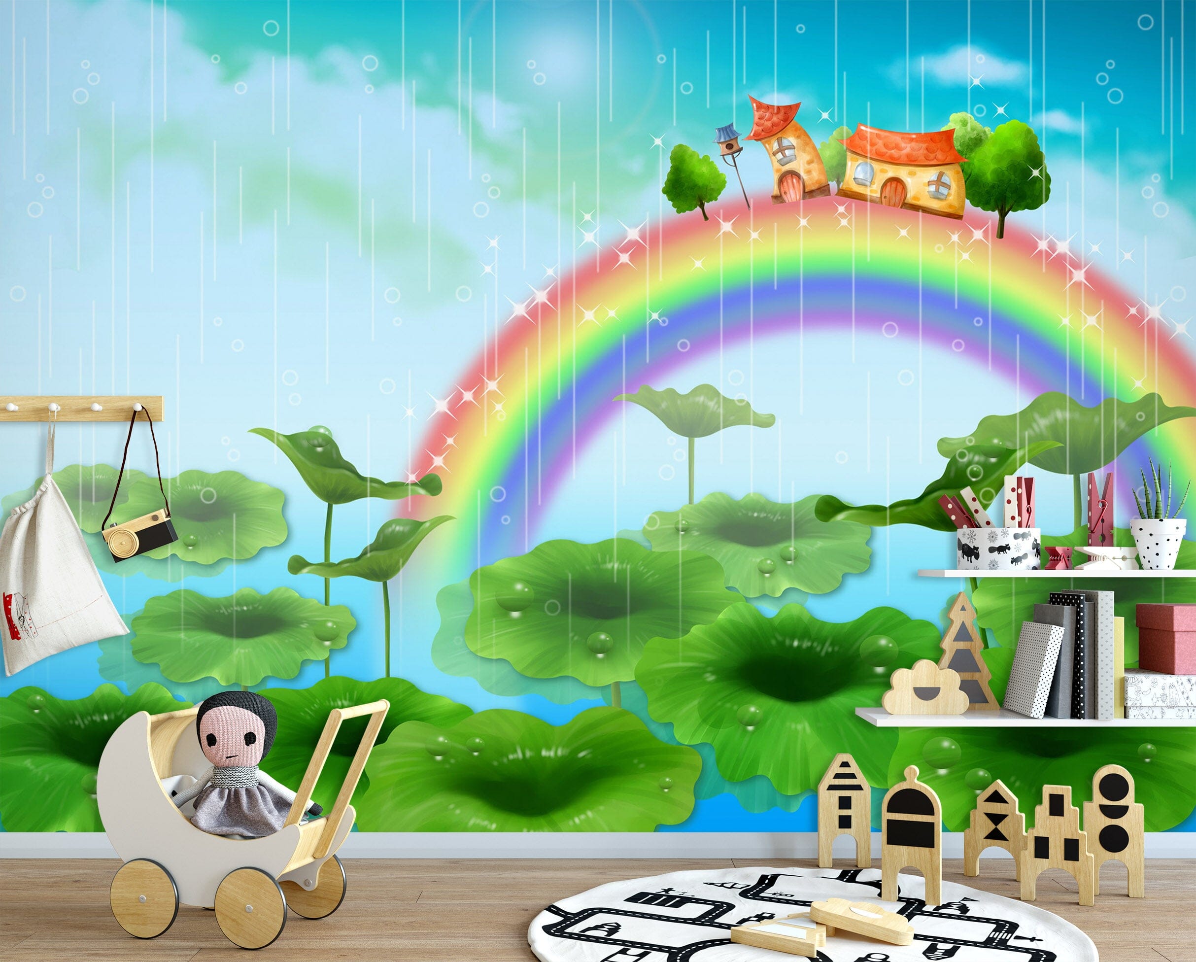 3D Rainbow Lotus Pond 1710 Wall Murals Wallpaper AJ Wallpaper 2 