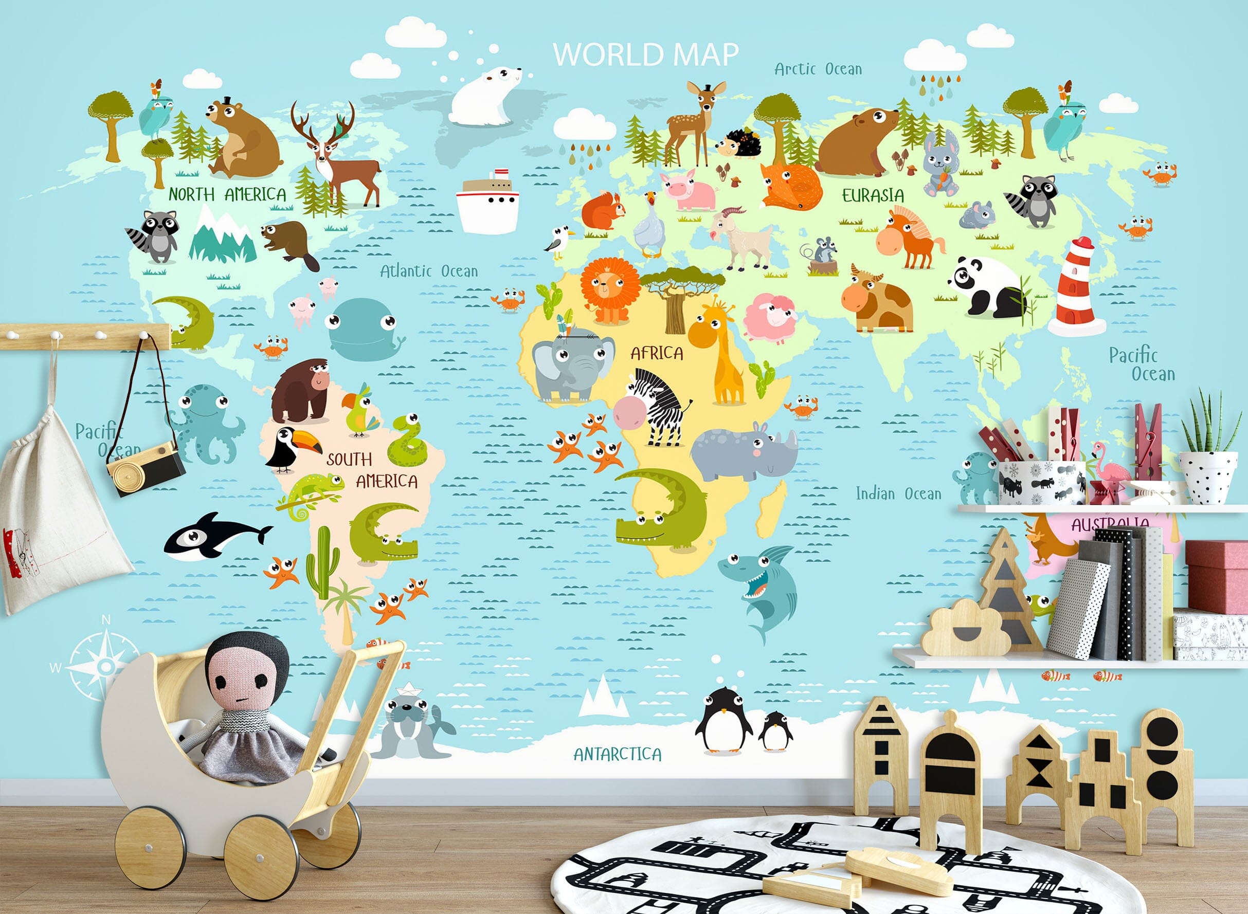 3D Animal Friend 2145 World Map Wall Murals Wallpaper AJ Wallpaper 2 