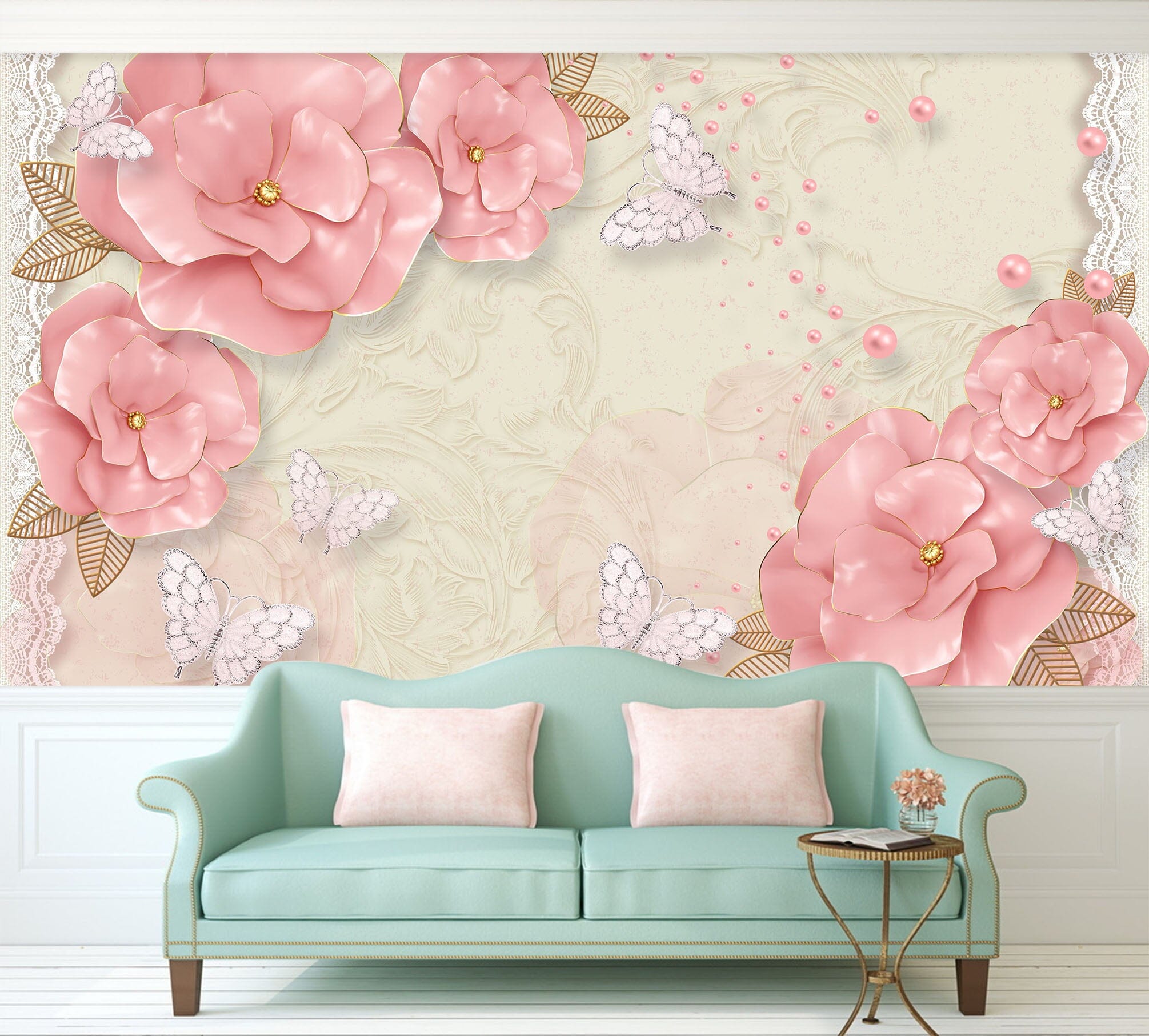 3D Pink Flowers 1467 Wall Murals Wallpaper AJ Wallpaper 2 