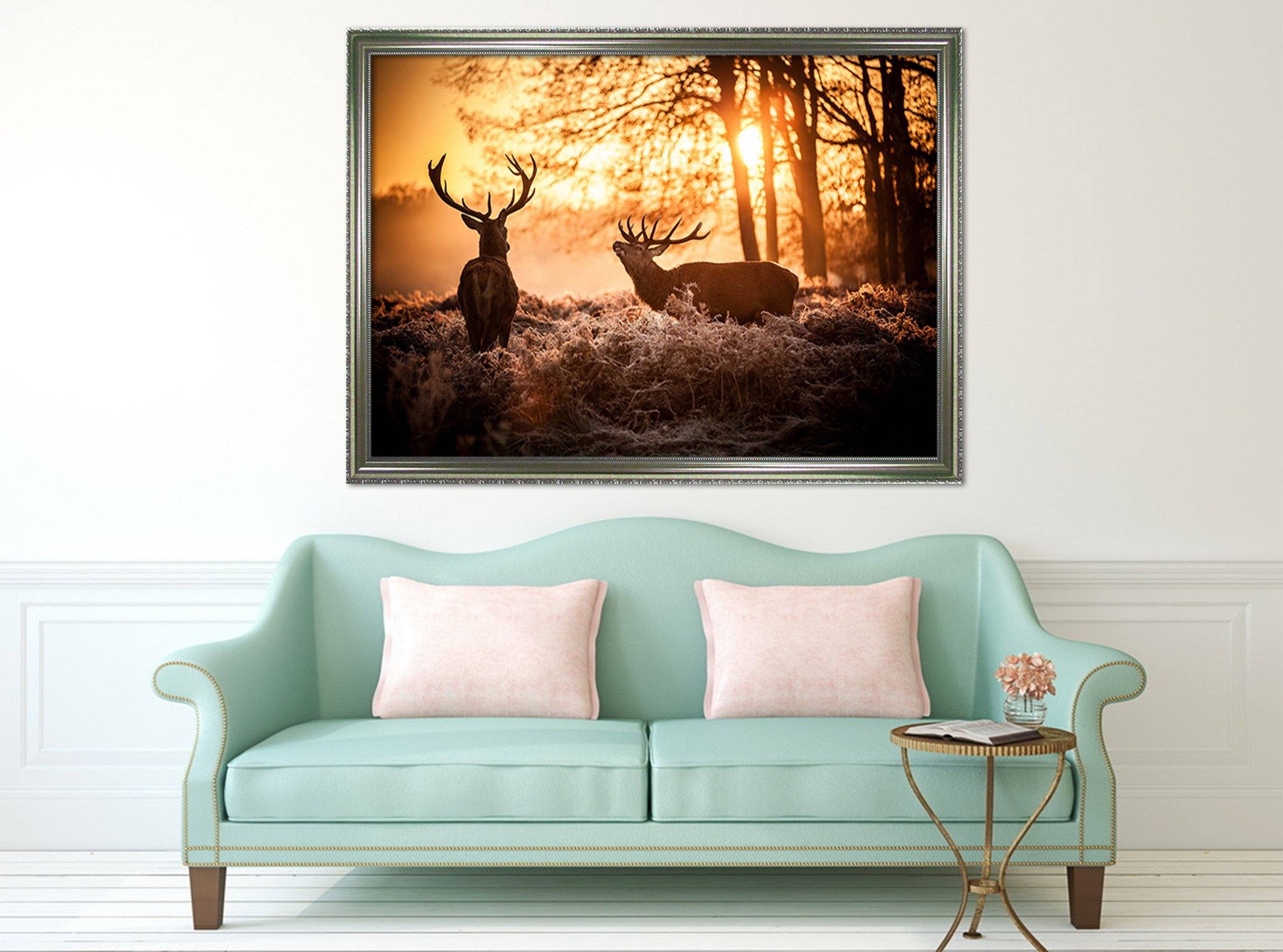 3D Dusk Fawn 054 Fake Framed Print Painting Wallpaper AJ Creativity Home 