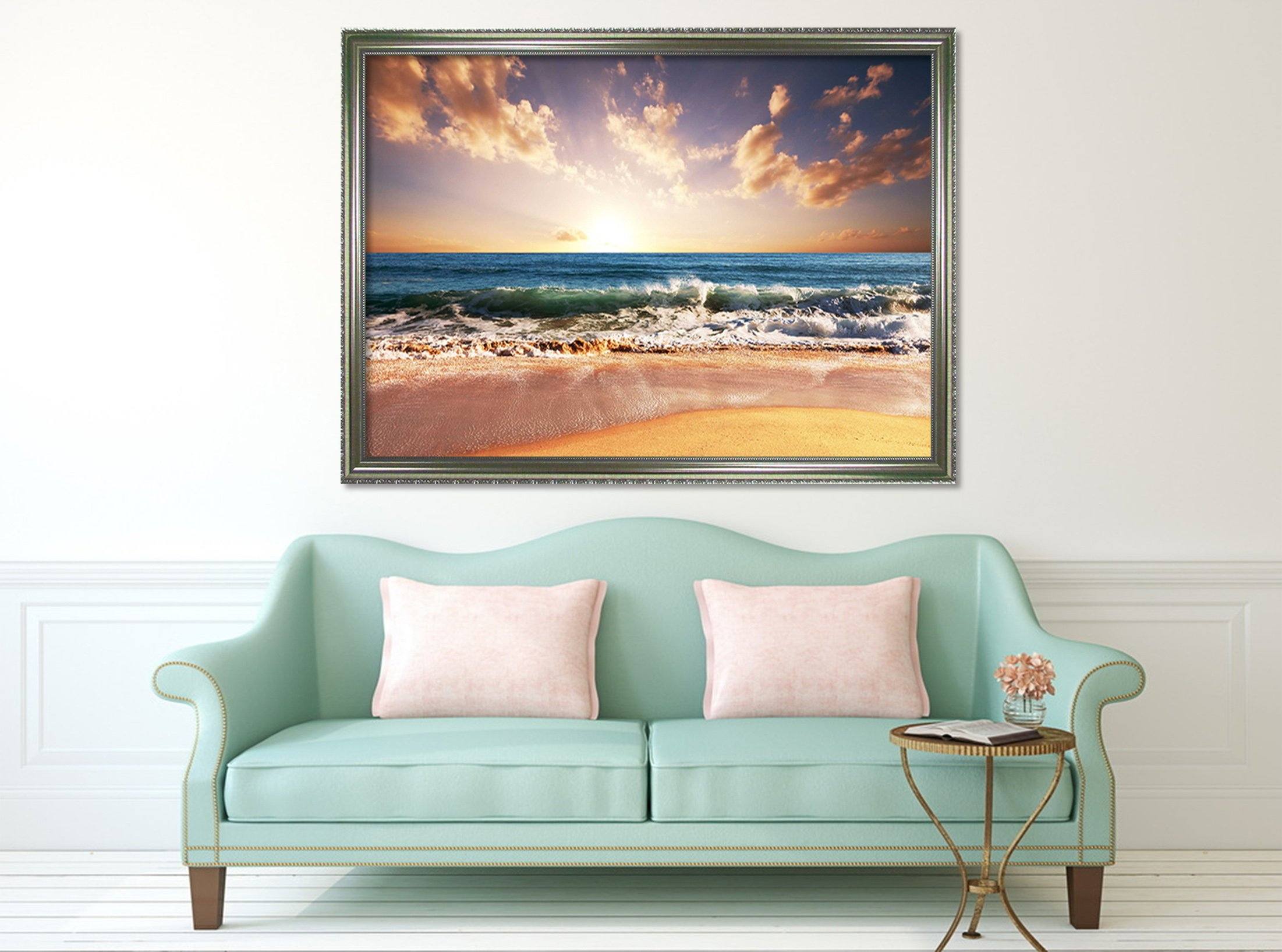 3D Surf Beach 075 Fake Framed Print Painting Wallpaper AJ Creativity Home 