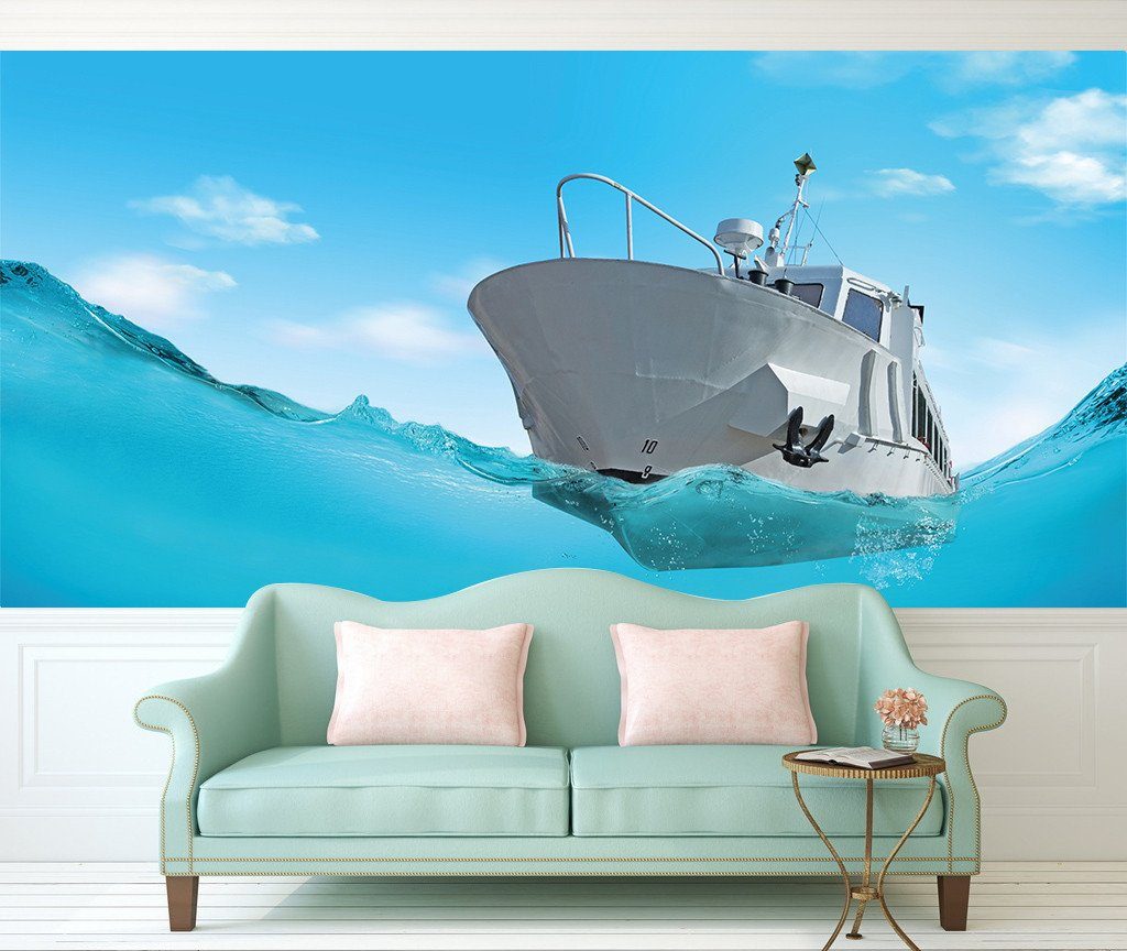 3D Blue Ship Sky 239 Wallpaper AJ Wallpaper 