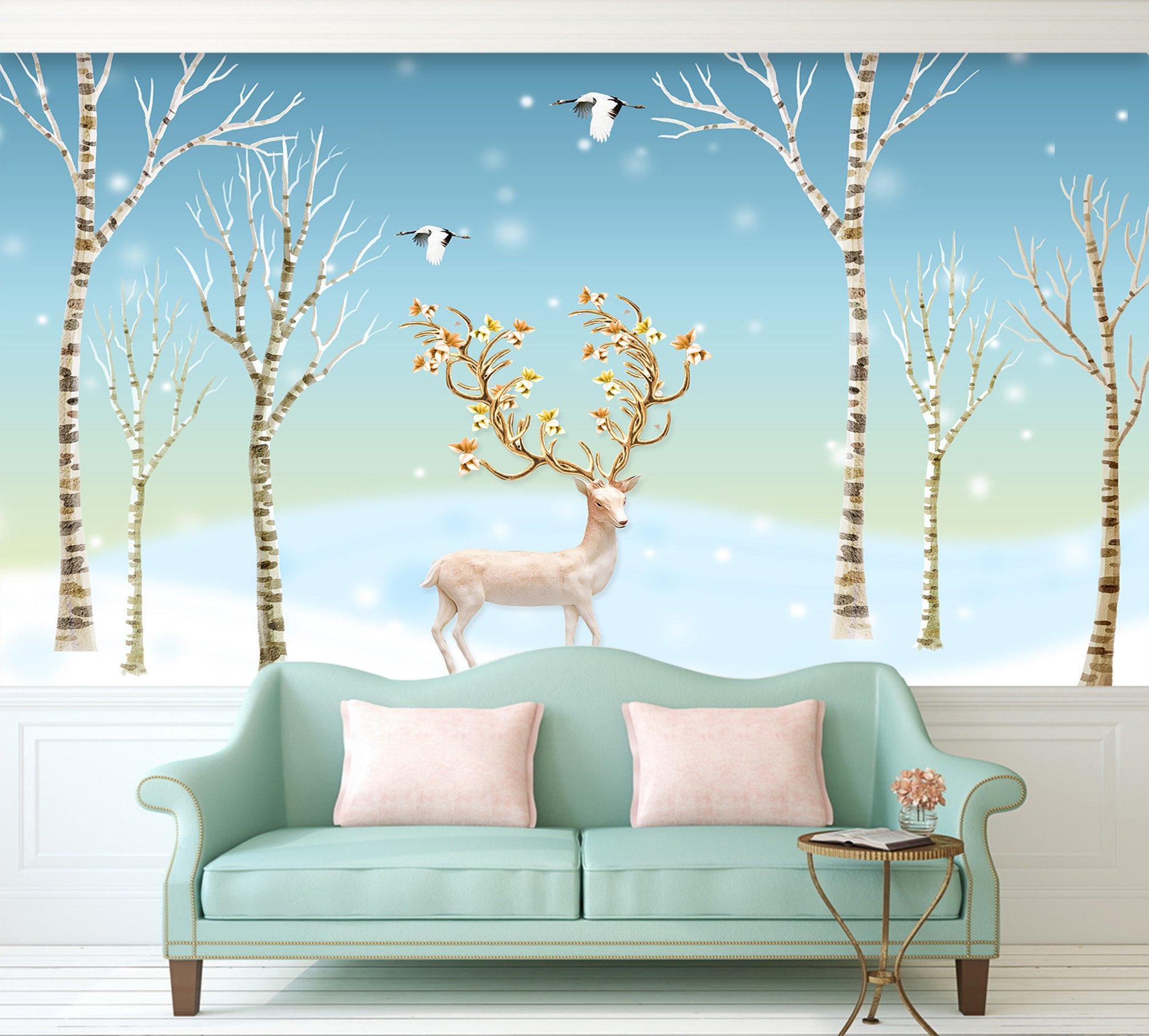 3D Golden Deer Bird 498 Wallpaper AJ Wallpaper 2 