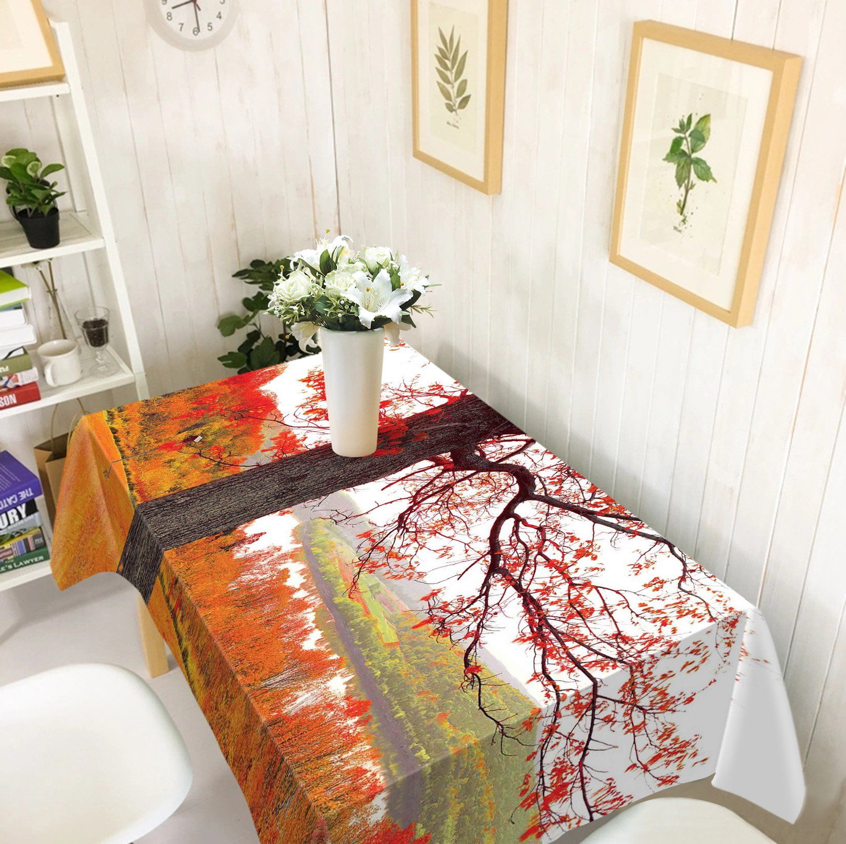 3D Autumn Forest River View 34 Tablecloths Wallpaper AJ Wallpaper 