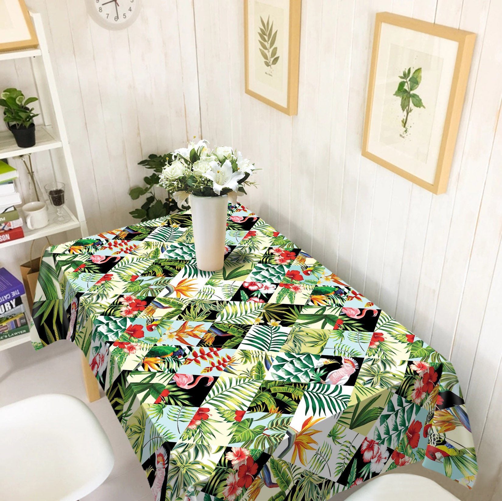 3D Flowers Leaves Birds 333 Tablecloths Wallpaper AJ Wallpaper 