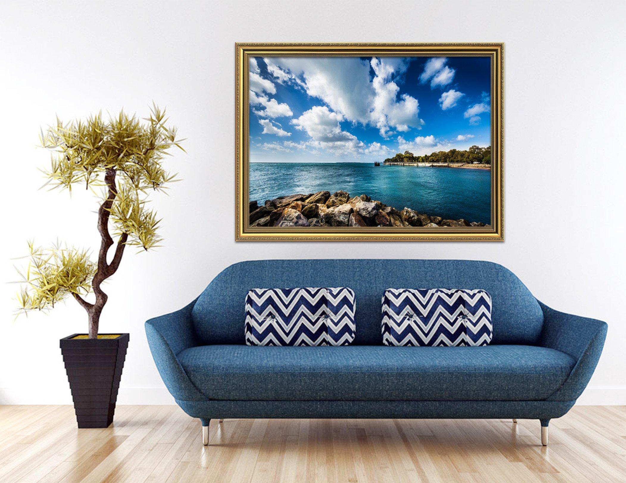 3D Beautiful Sea 002 Fake Framed Print Painting Wallpaper AJ Creativity Home 
