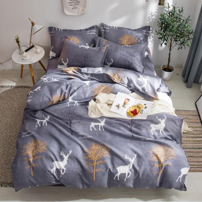 3D Dark Gray Tree Deer 2022 Bed Pillowcases Quilt