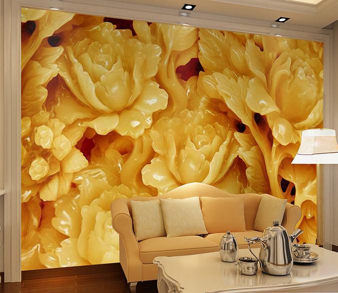 3D Flowers large jade stone Wallpaper AJ Wallpaper 1 