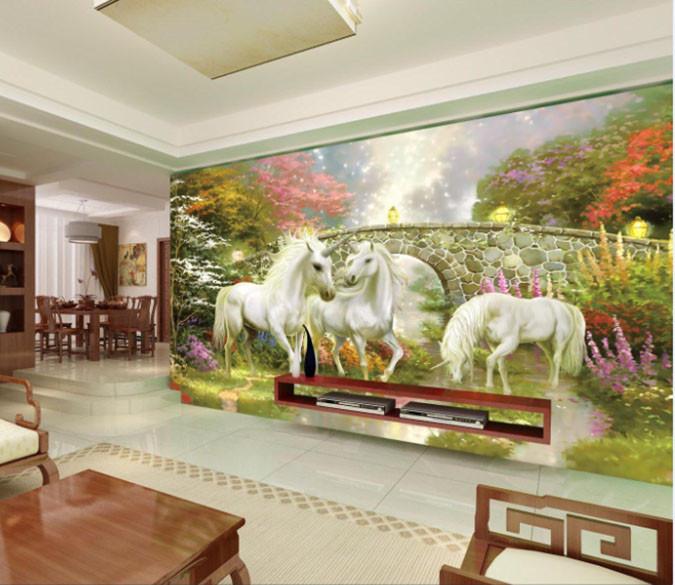 3D Beautiful Flower Tree Horse Wallpaper AJ Wallpaper 1 