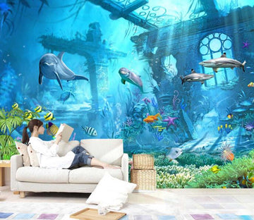 3D Marine Organisms Sea Dolphin Building Wallpaper AJ Wallpaper 1 