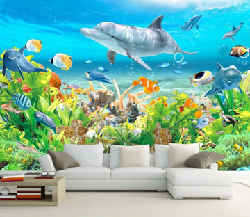 3D Marine Organisms Ocean Dolphin Fish Wallpaper AJ Wallpaper 1 