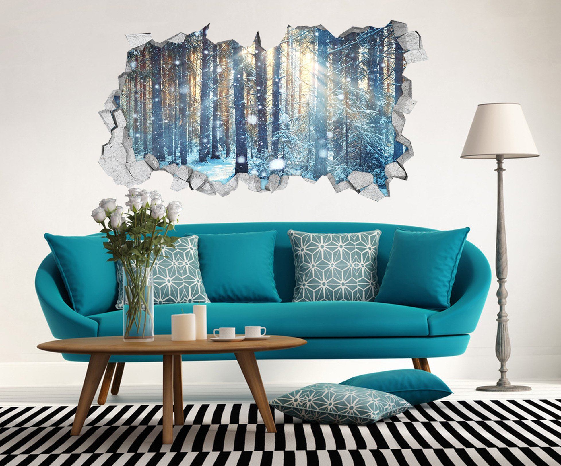 3D Snowing Forest Sunshine 379 Broken Wall Murals Wallpaper AJ Wallpaper 