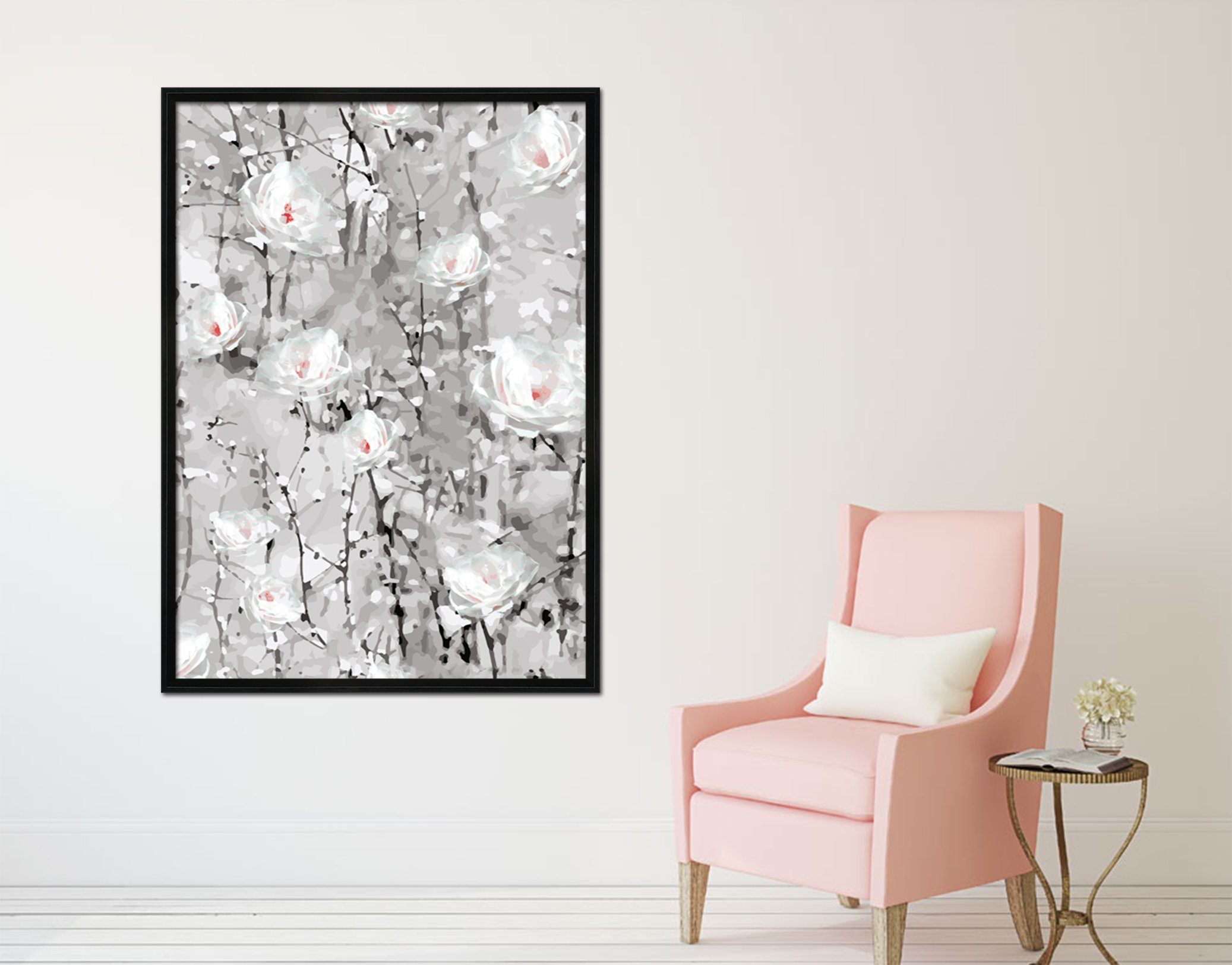 3D White Flower 071 Fake Framed Print Painting Wallpaper AJ Creativity Home 