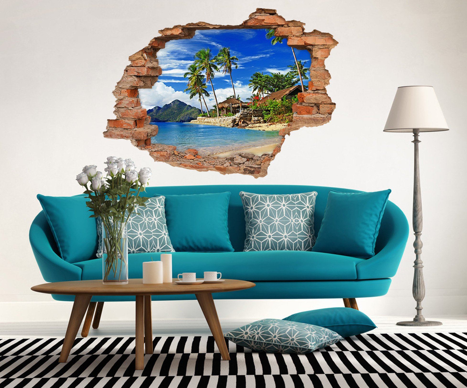 3D Seaside Cottage 213 Broken Wall Murals Wallpaper AJ Wallpaper 