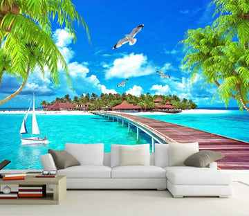 3D Beach Island Bridge Wallpaper AJ Wallpaper 1 