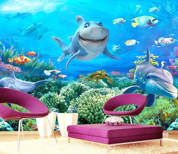3D Submarine World Vegetation Dolphin Wallpaper AJ Wallpaper 1 