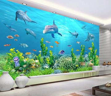 3D Submarine World Sea Active Dolphin Fish 1 Wallpaper AJ Wallpaper 1 