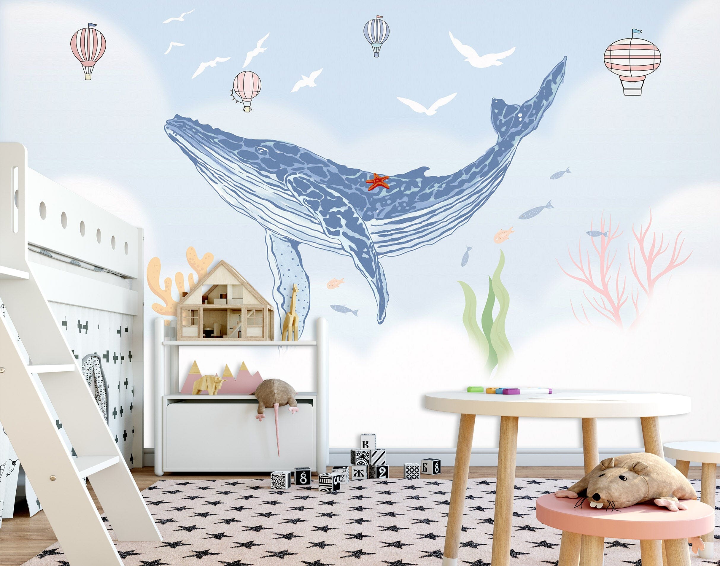 3D Blue Whale 1441 Wall Murals Wallpaper AJ Wallpaper 2 