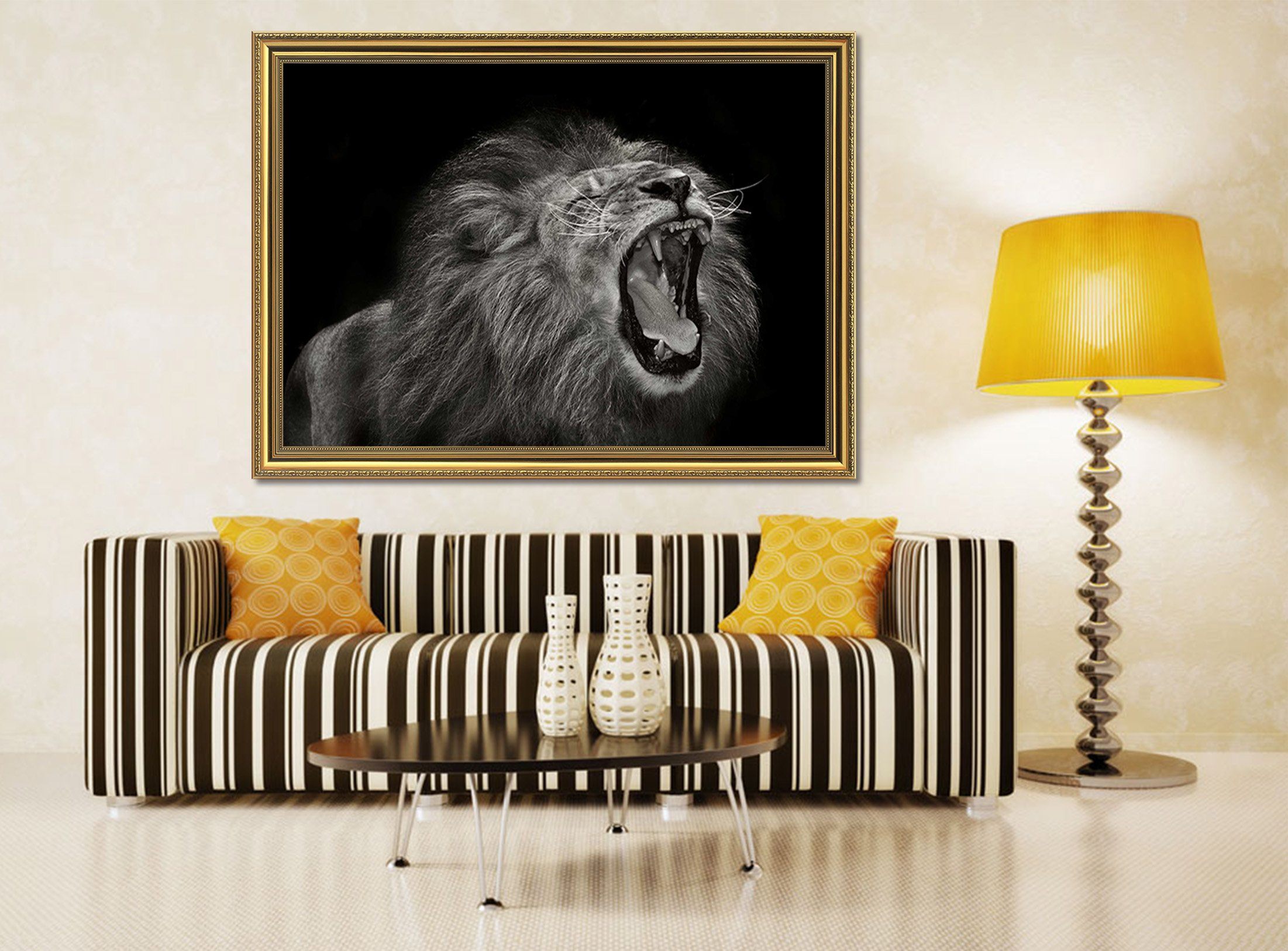 3D Roaring Tiger 084 Fake Framed Print Painting Wallpaper AJ Creativity Home 