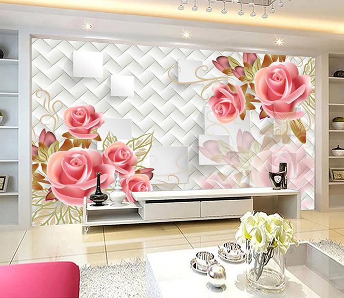 3D Texture pink flower decals Wallpaper AJ Wallpaper 1 