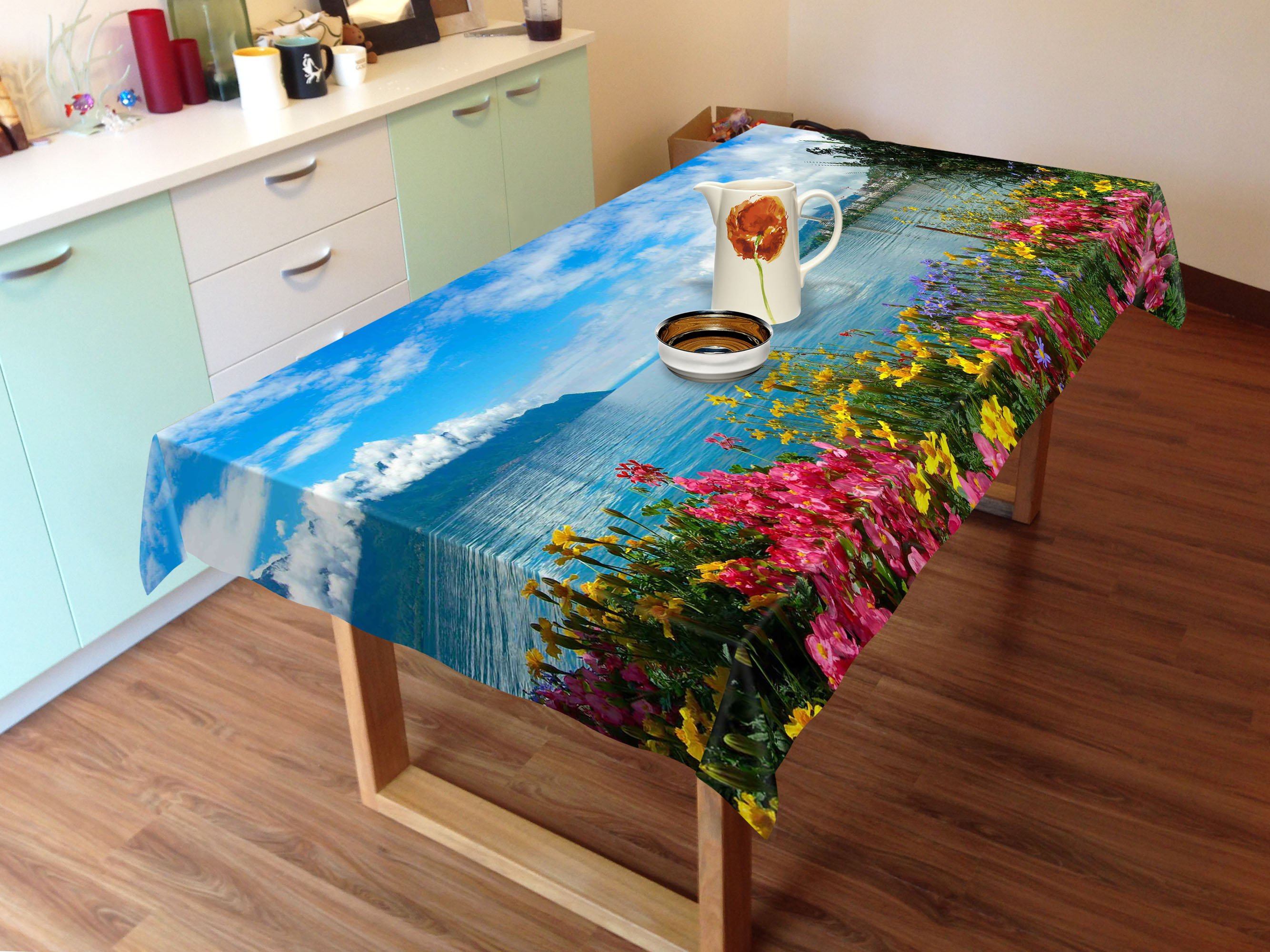 3D Lake Flowers 556 Tablecloths Wallpaper AJ Wallpaper 