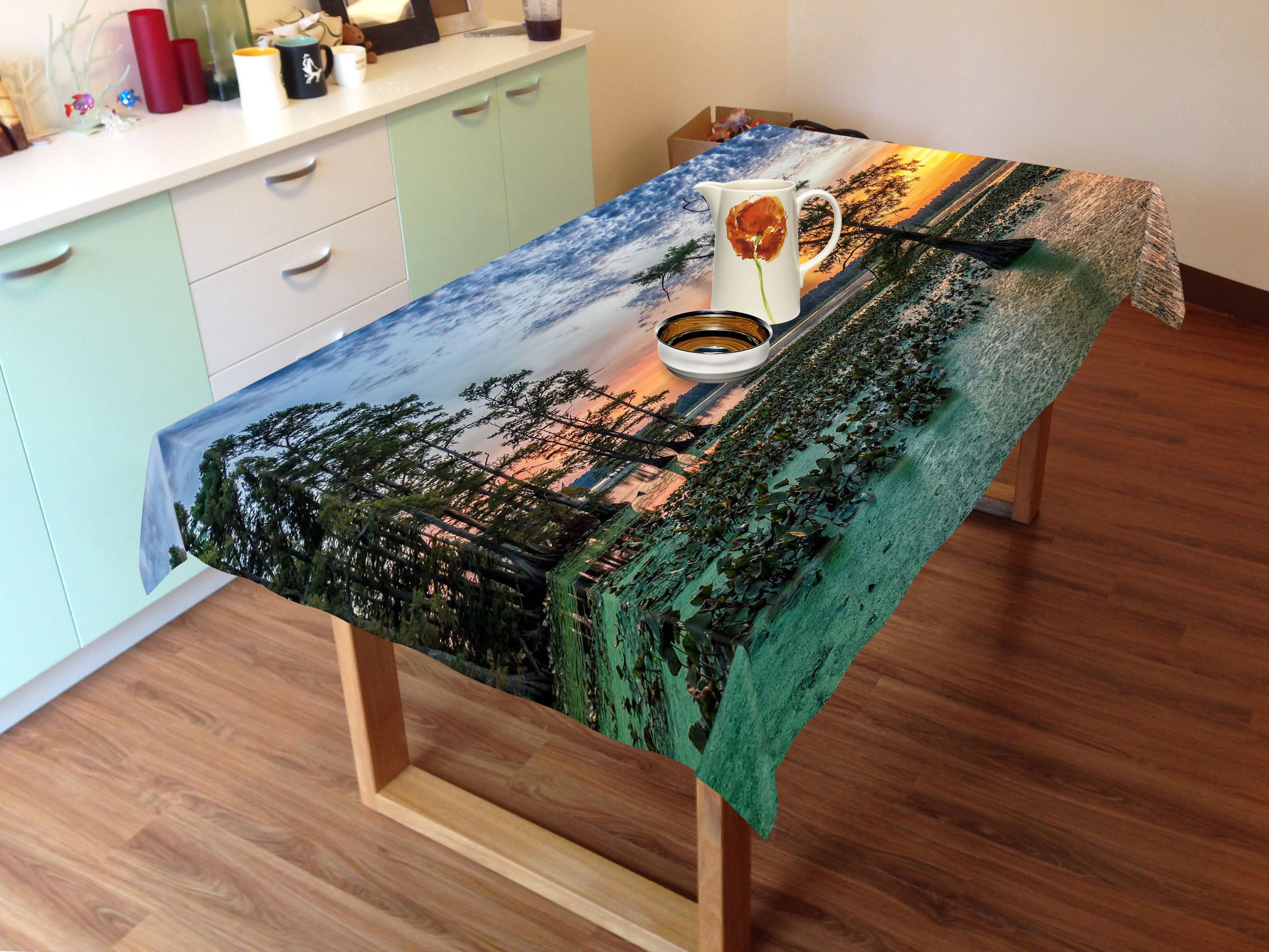 3D Lake Sunset Scenery 720 Tablecloths