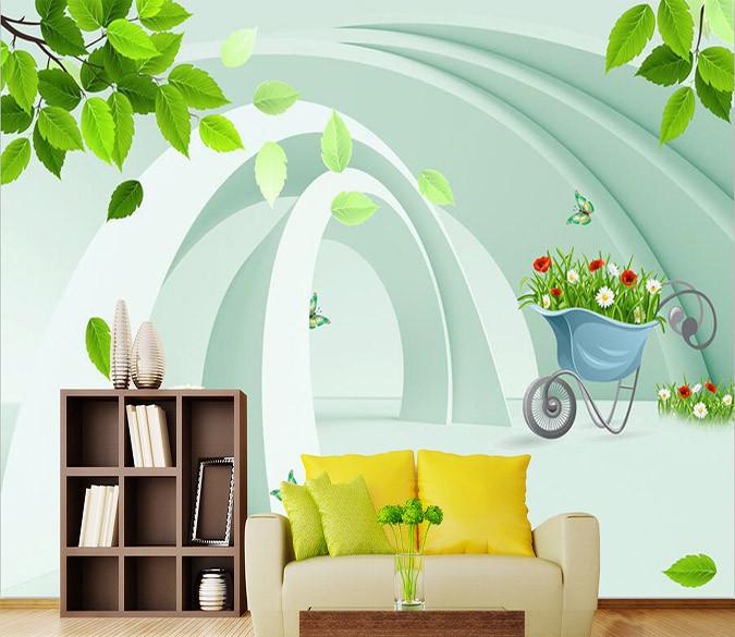 3D Modern green tree flower Wallpaper AJ Wallpaper 1 