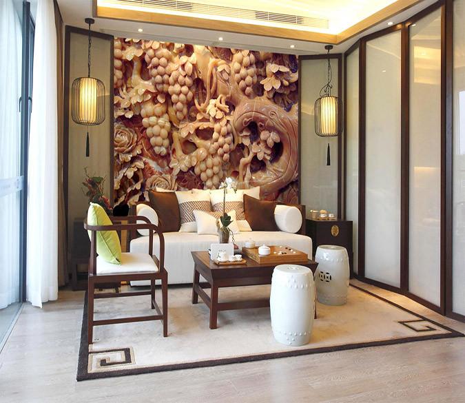 3D carving stone fruit trees Wallpaper AJ Wallpaper 1 