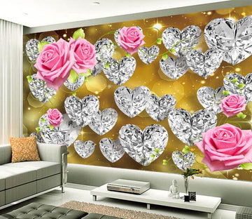 3D Pink Rose Heart Shaped Crystal Wallpaper AJ Wallpaper 1 