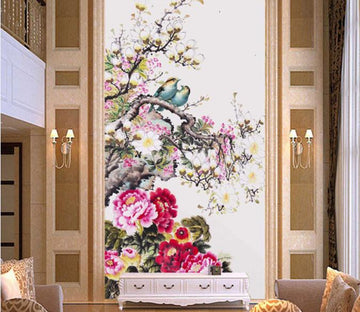 3D Pink Beautiful Flower And Birds 2 Wallpaper AJ Wallpaper 1 