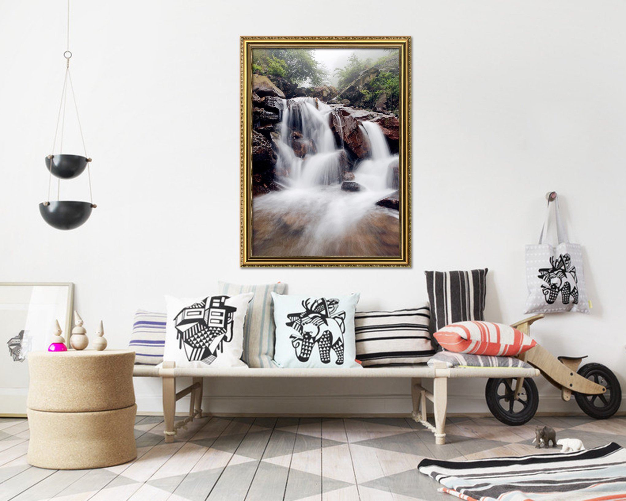 3D Mountain Rock Rapids 079 Fake Framed Print Painting Wallpaper AJ Creativity Home 