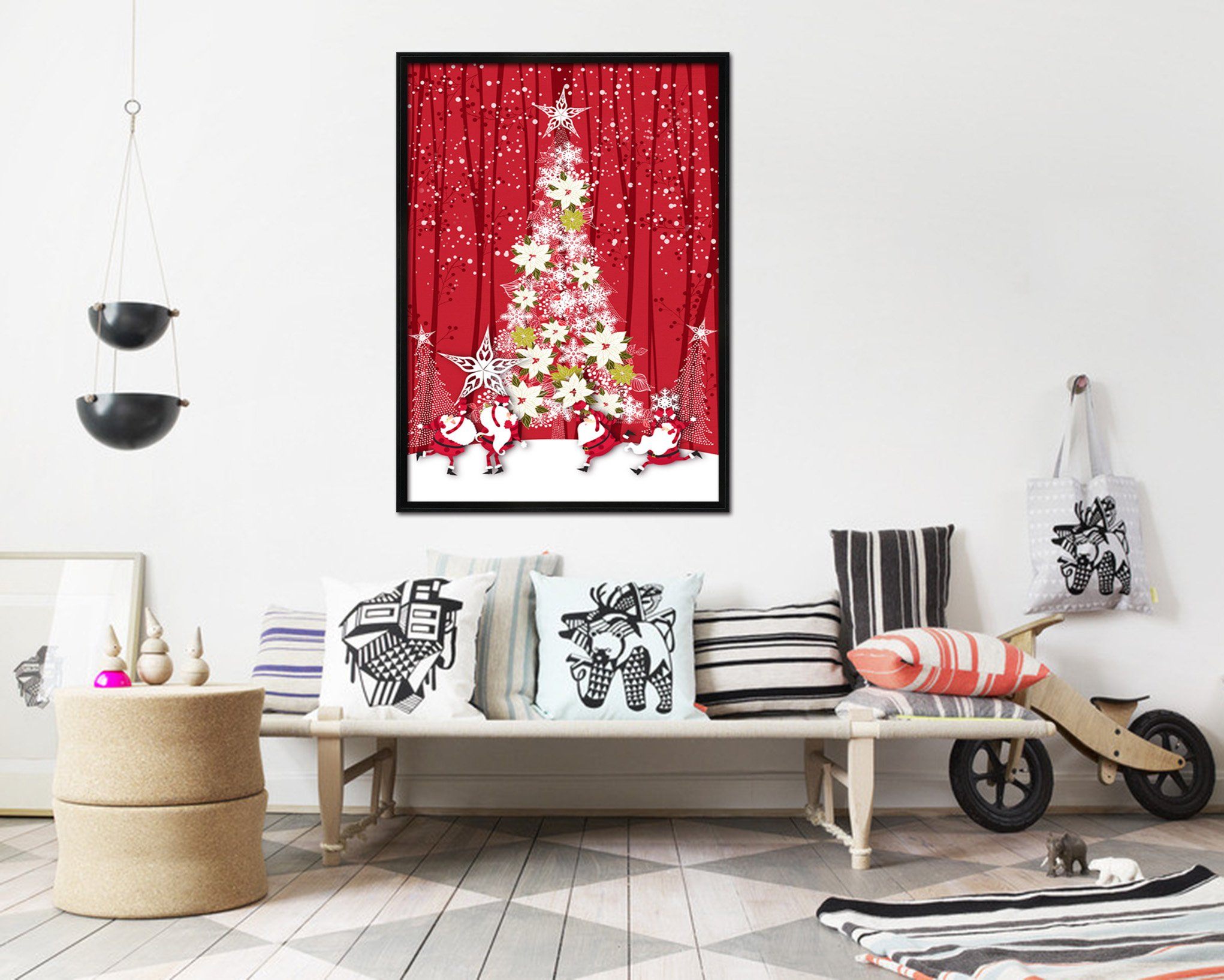 3D Christmas Stars 049 Fake Framed Print Painting Wallpaper AJ Creativity Home 