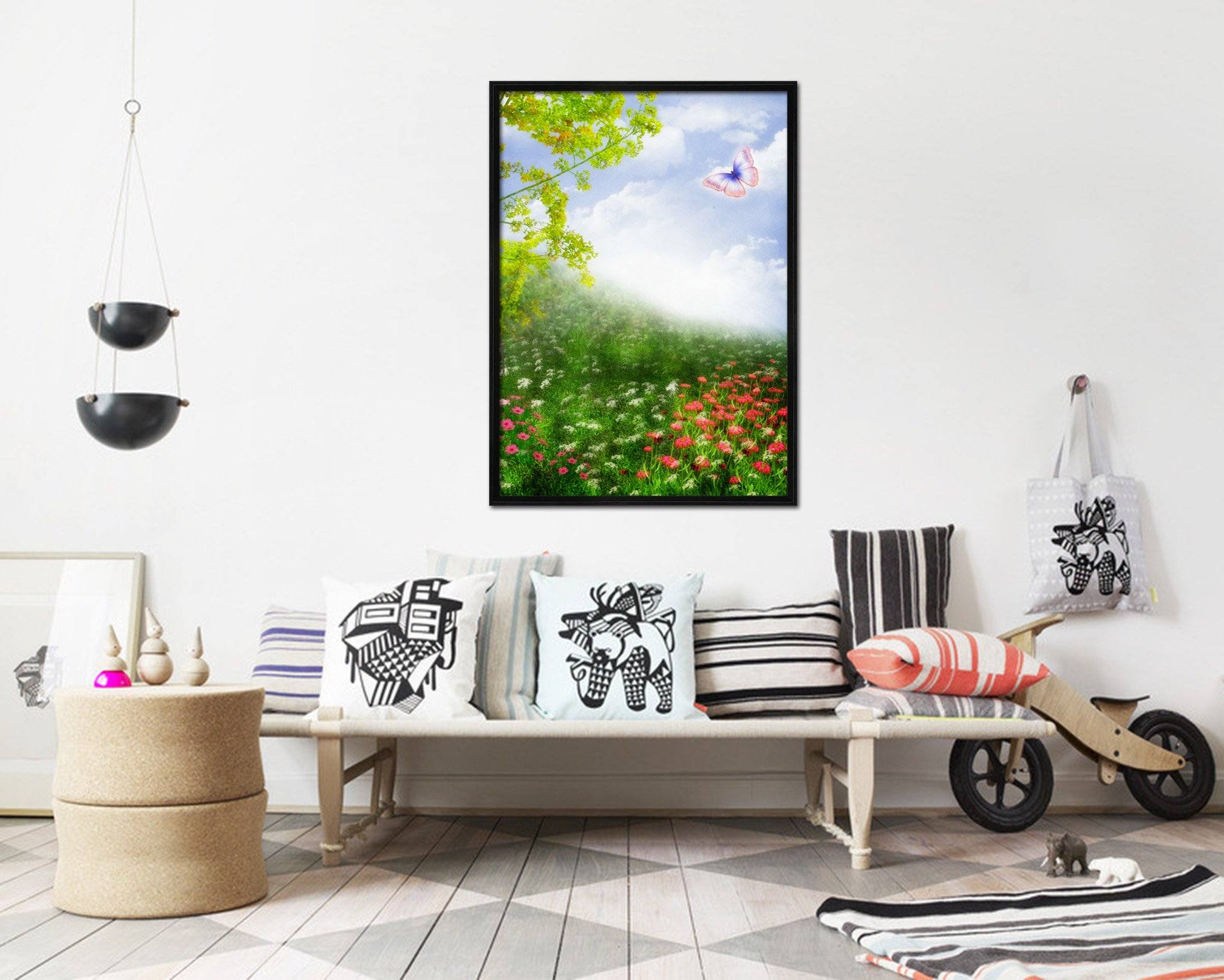 3D Butterfly Flying 009 Fake Framed Print Painting Wallpaper AJ Creativity Home 