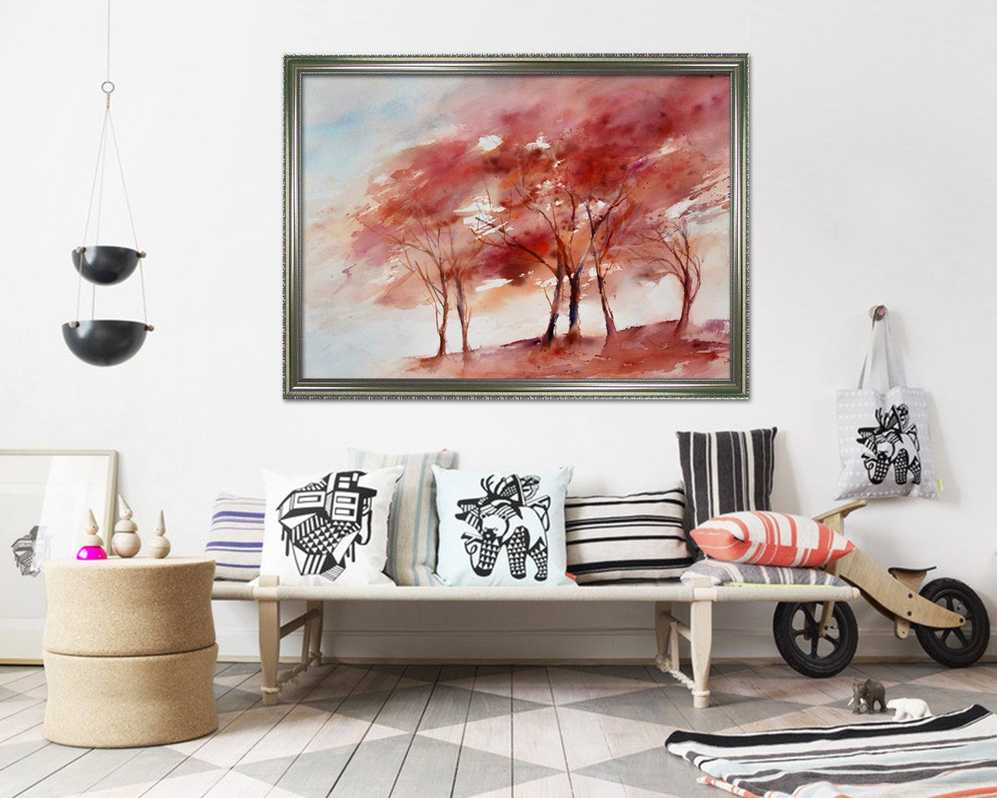 3D Landscape Tree 045 Fake Framed Print Painting Wallpaper AJ Creativity Home 