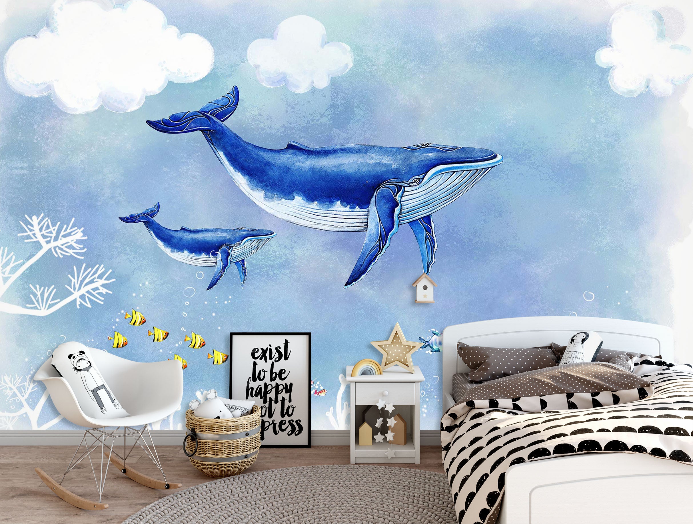3D Blue Whale 1430 Wall Murals