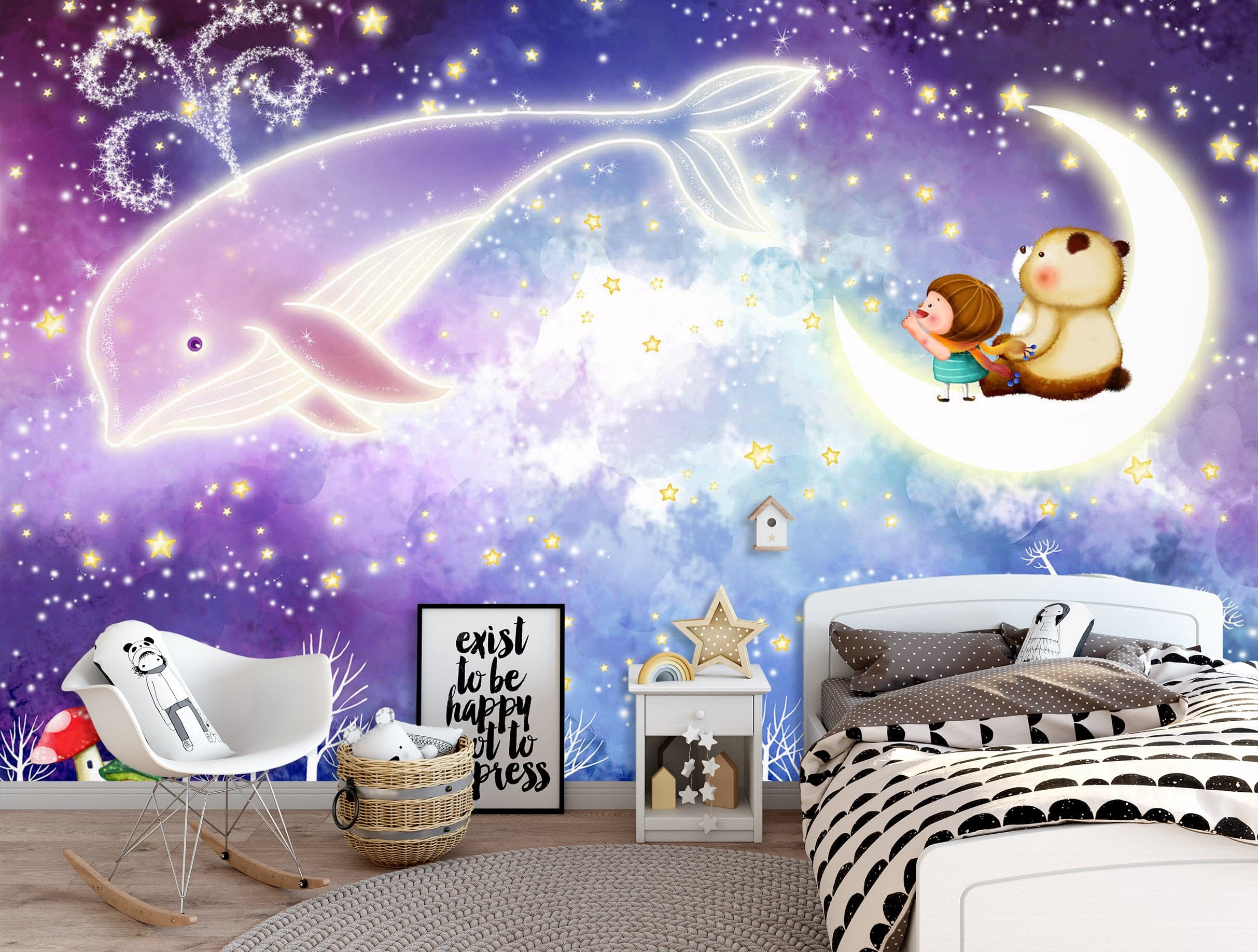 3D Moon Dolphin 1722 Wall Murals Wallpaper AJ Wallpaper 2 