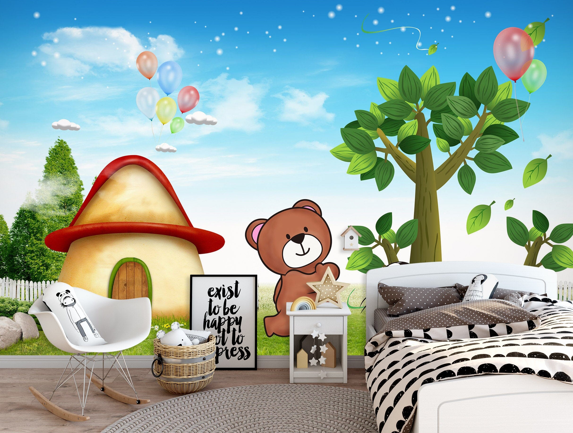 3D Mushroom Bear 014 Wall Murals Wallpaper AJ Wallpaper 2 