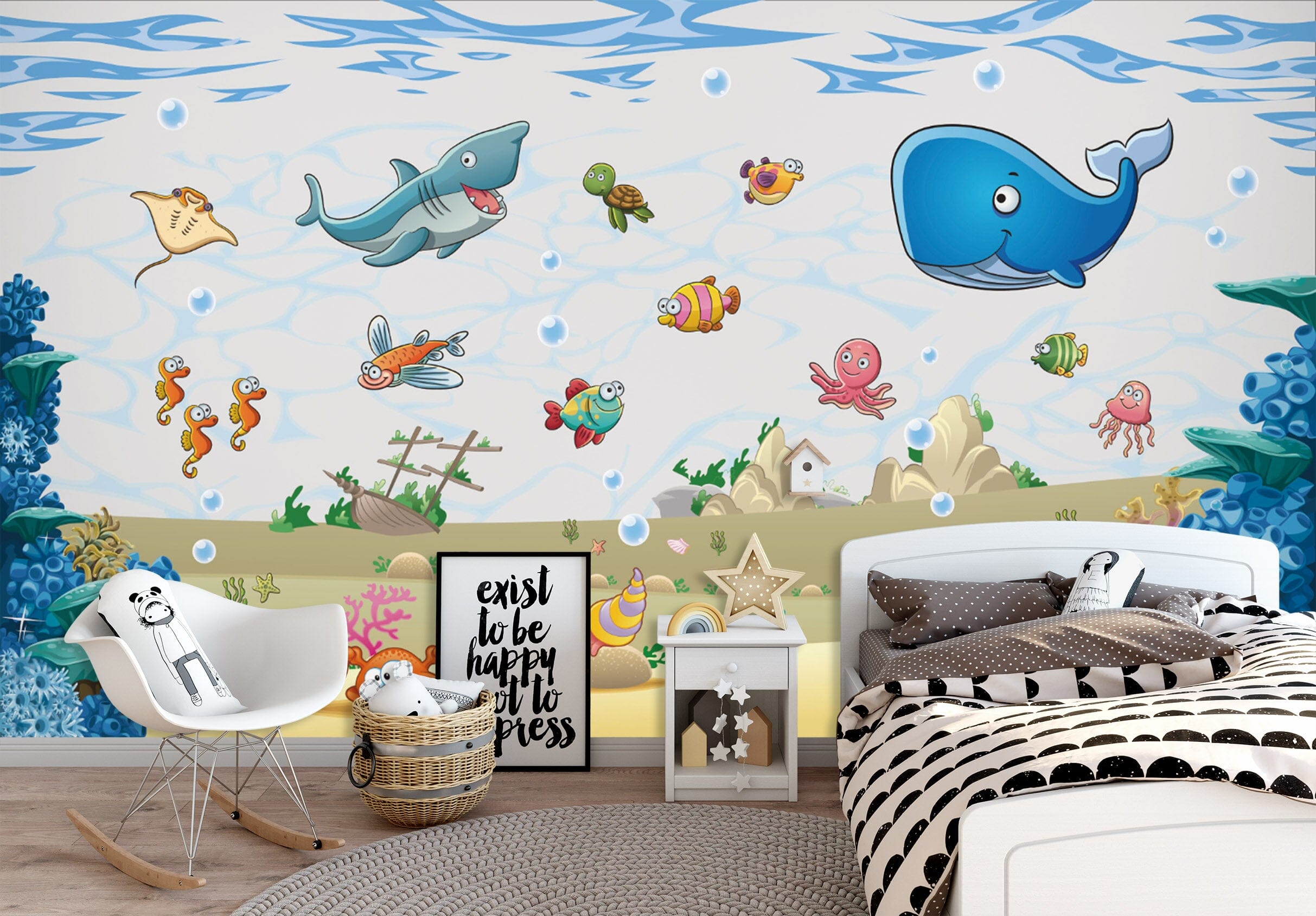 3D Blue Whale 1658 Wall Murals Wallpaper AJ Wallpaper 2 