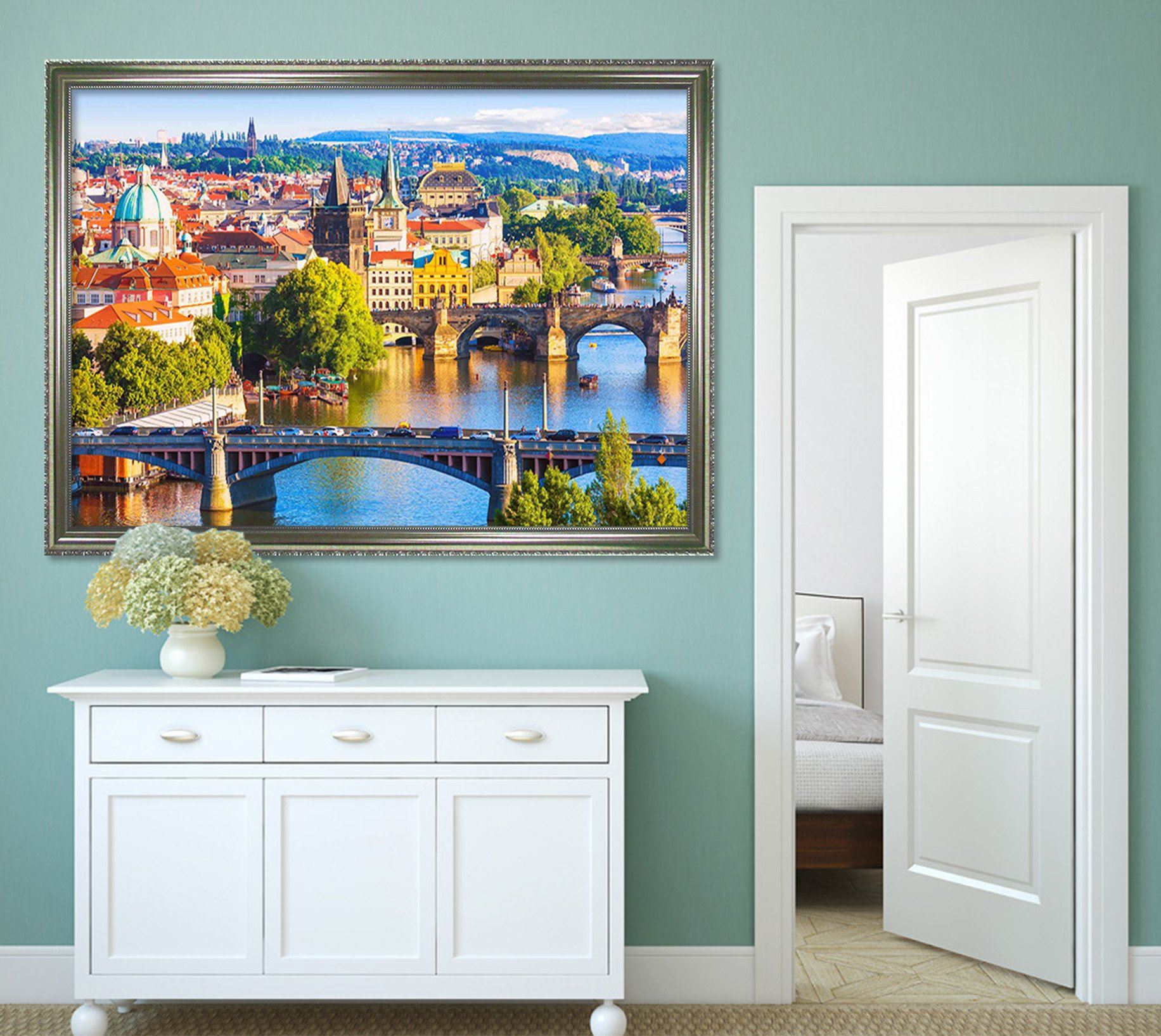 3D Beautiful City 157 Fake Framed Print Painting Wallpaper AJ Creativity Home 