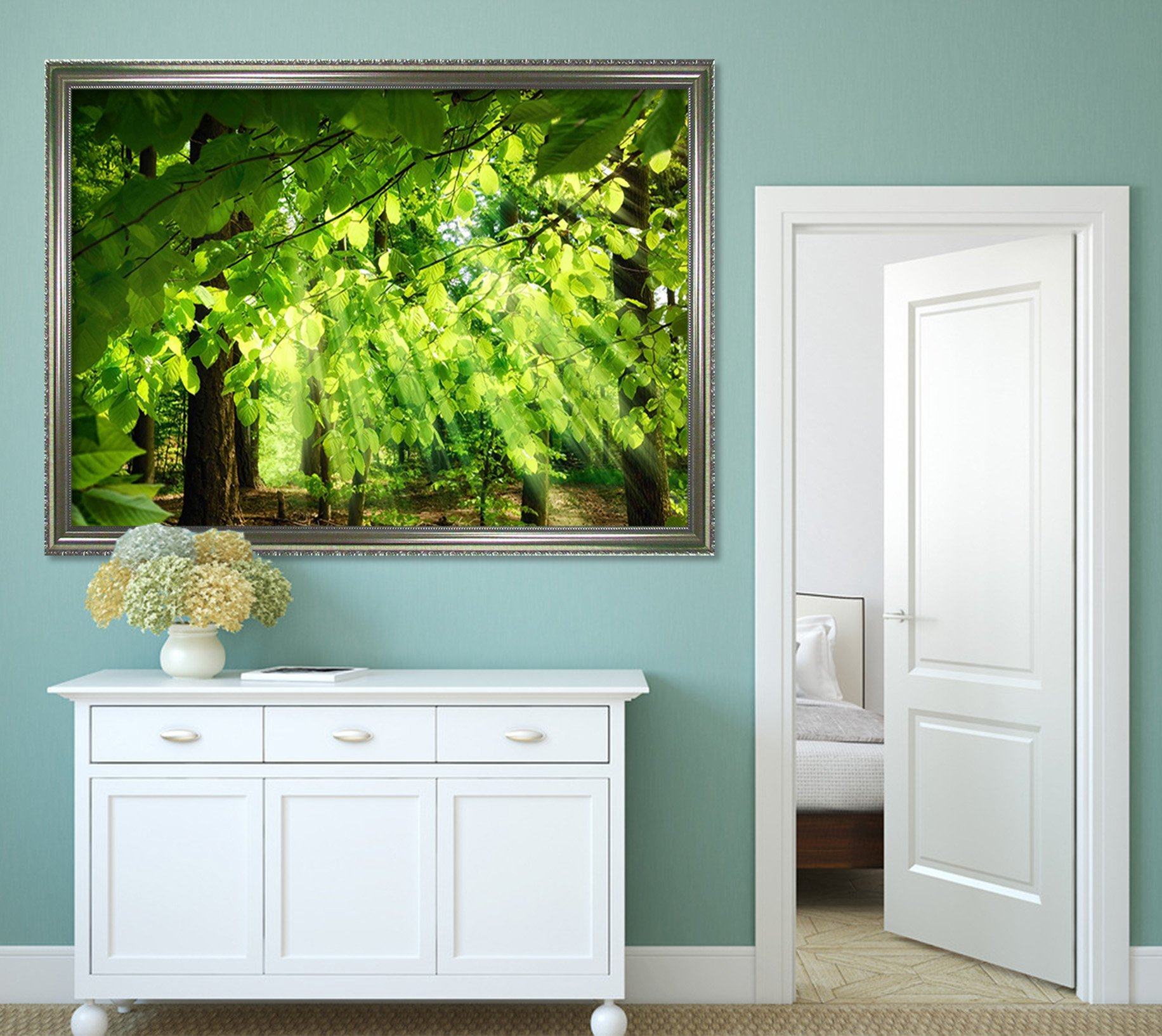 3D Shade Trees 010 Fake Framed Print Painting Wallpaper AJ Creativity Home 