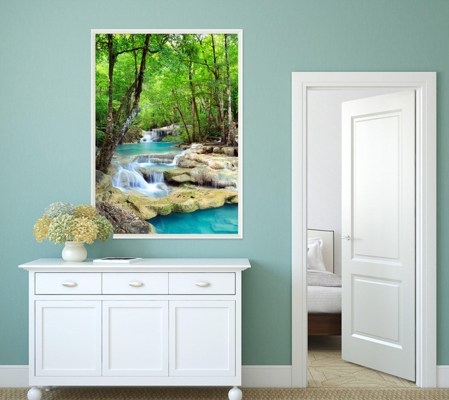 3D Forest River 096 Fake Framed Print Painting Wallpaper AJ Creativity Home 